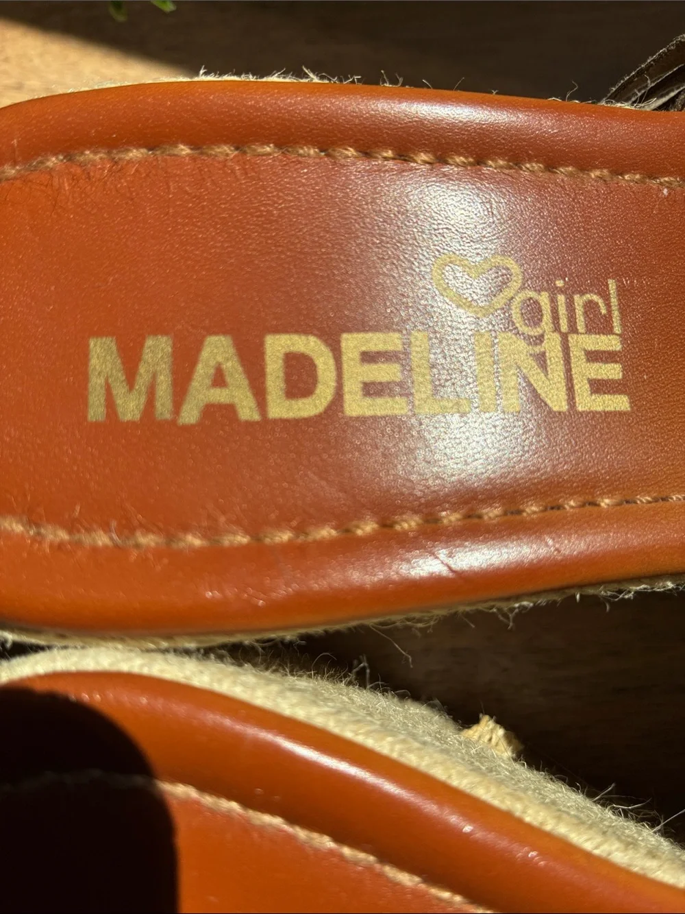 Madeline girl DASHED Tan Faux Suede Fringed Wedge Sandals 7.5
